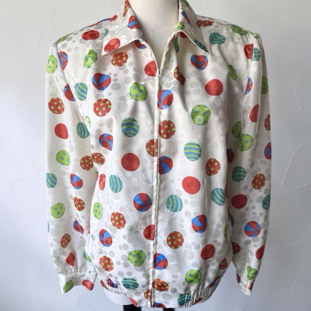 Vintage Da-Rue Satin Beach Ball Polka Dot Novelty Jacket Top Set 12P